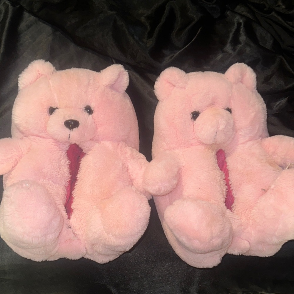 Cute Pink Teddy Bear Slippers